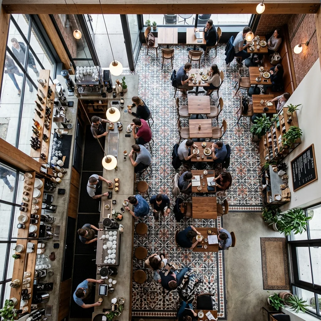 Aerial view of cafe layout