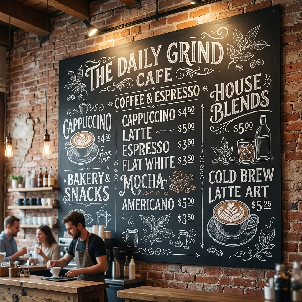 Chalkboard menu wall